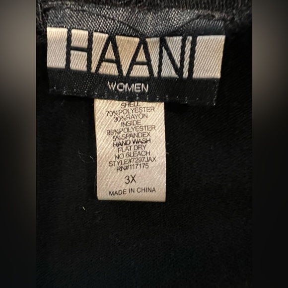 Haani Black Open Front 3/4 Sleeve Cardigan Sweater Dress Beaded Neck 3X - Picture 6 of 6